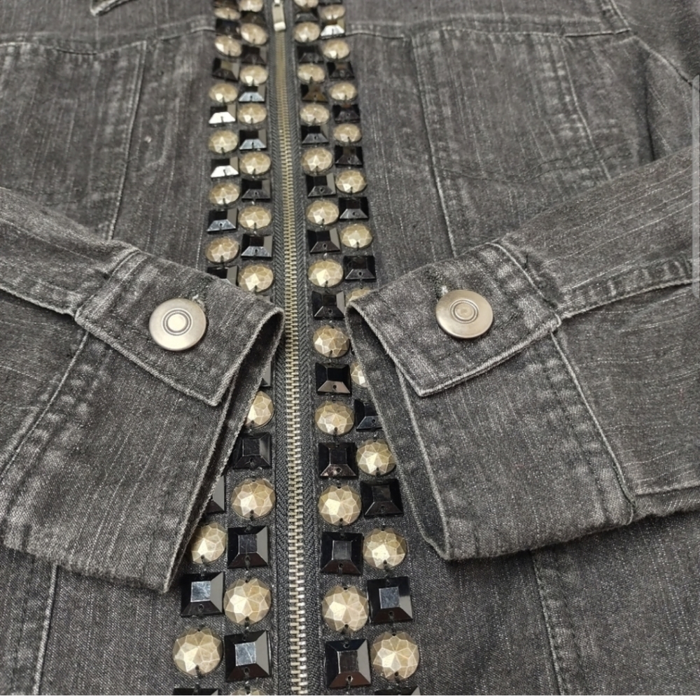 Black Bedazzled Ruby Rd. Denim Jacket - image 7
